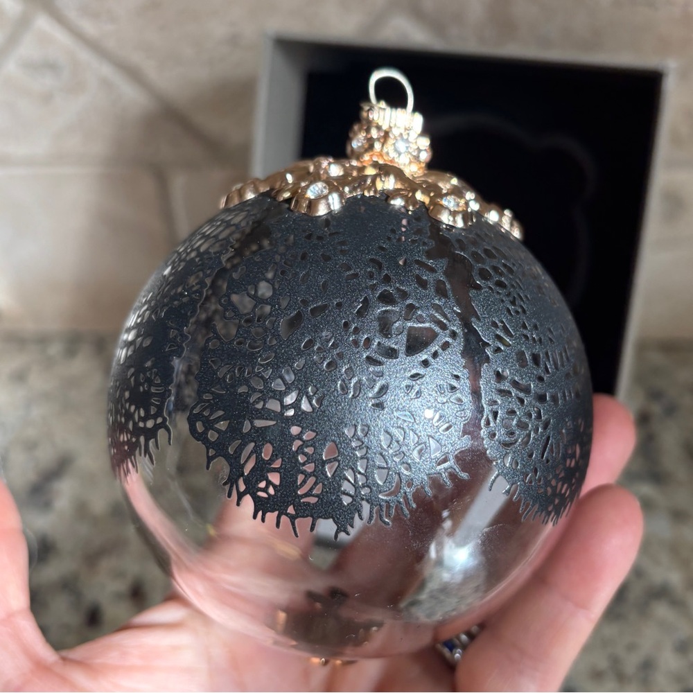 Jason WU Elegant Glass
Ornament Clear Black Lace
Rhinestones Christmas
Holiday